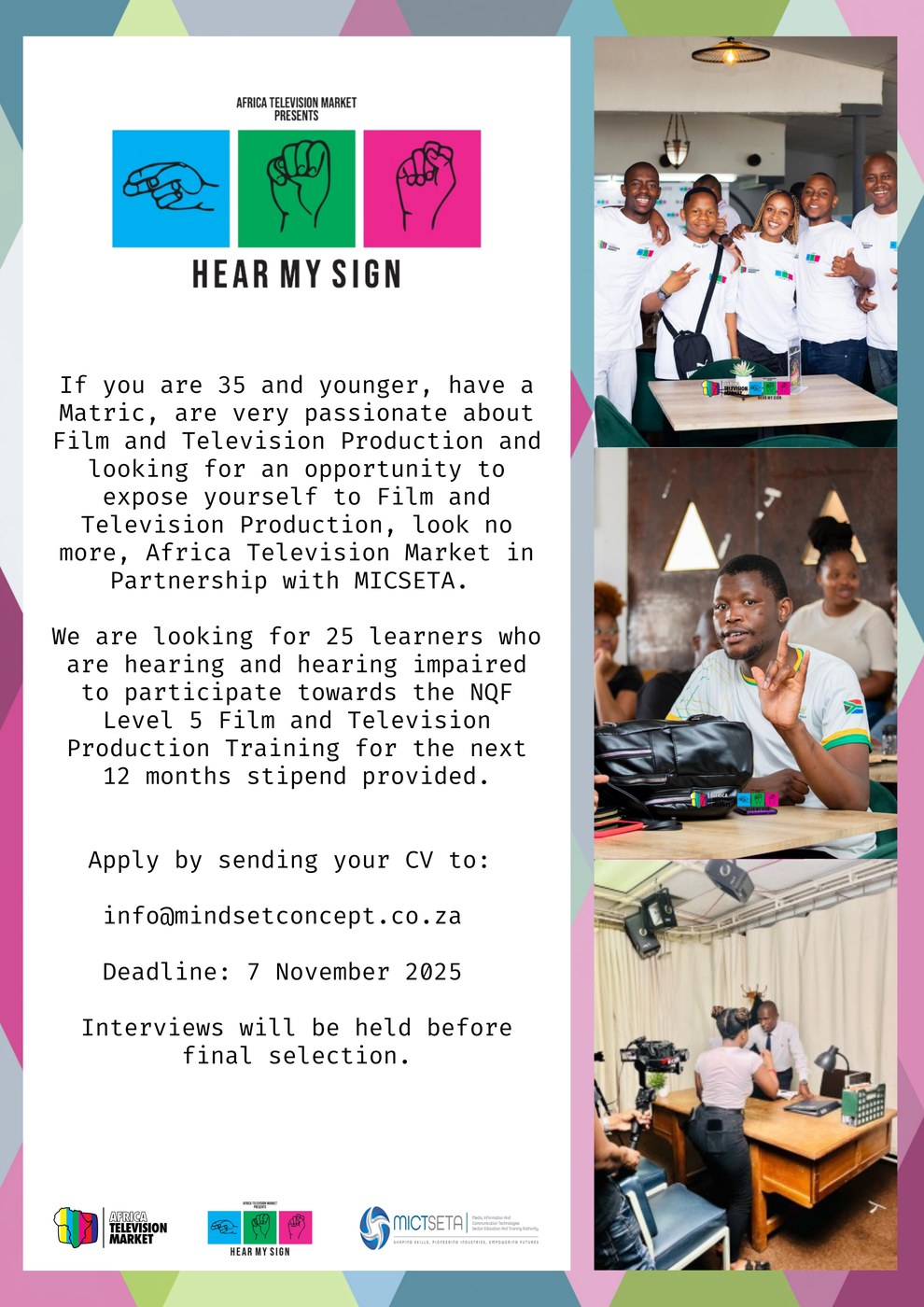 Hear My Sign NQF Level 5 Film and Television Production Learnership Poster
